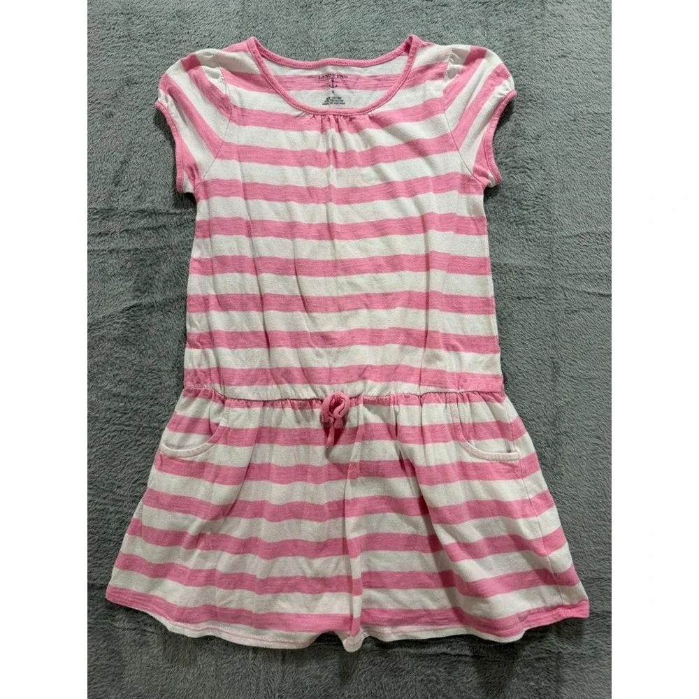 Hanna Andersson Lands End‎ Cherokee Girls Dress Bundle Striped Gray Pink Red 4 5